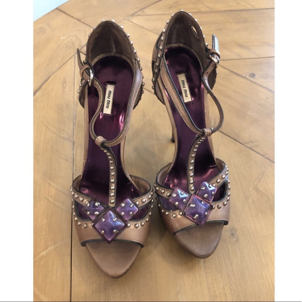 MIU MIU studded high heels with purple details
